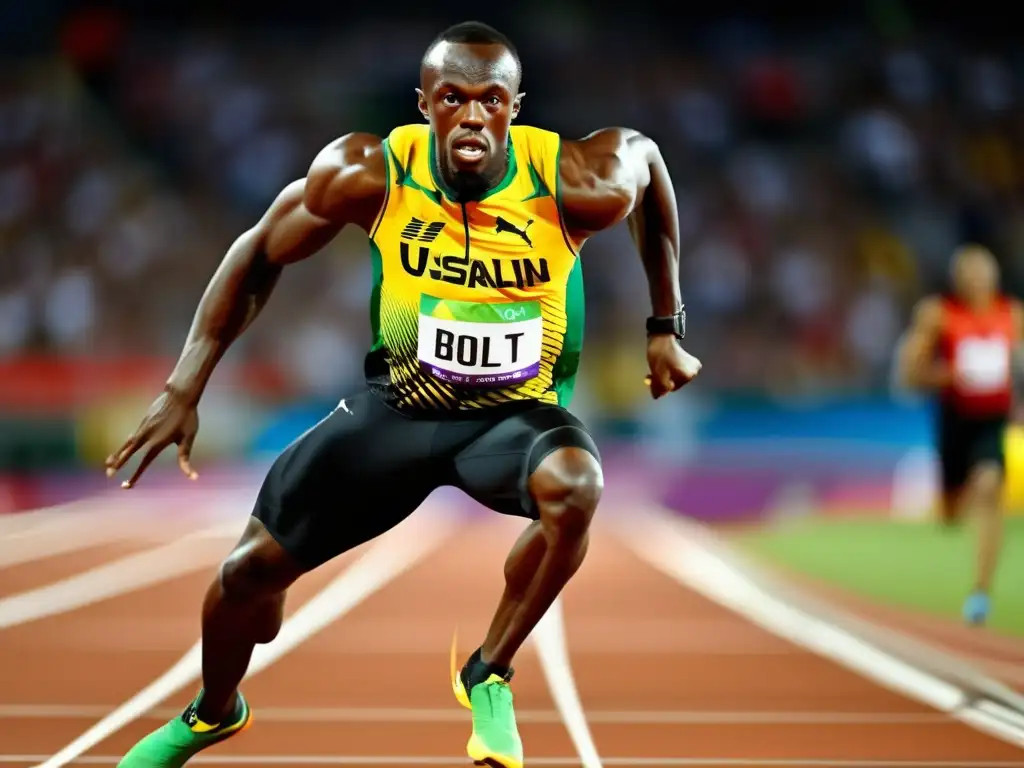 Usain Bolt: leyenda velocidad imbatible - Imagen impactante en ultradefinición, muestra su poder, velocidad y determinación en la pista