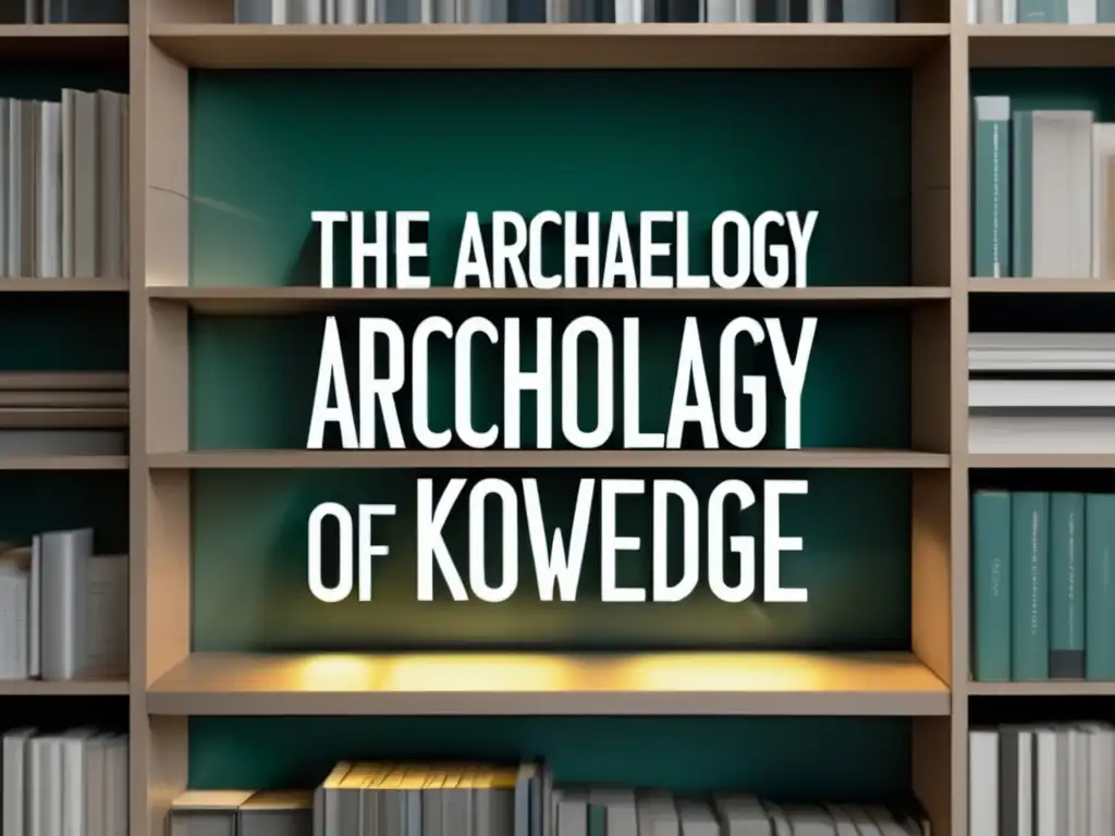 Un libro de Michel Foucault, 'The Archaeology of Knowledge', destaca en un elegante estante moderno, con una atmósfera sofisticada