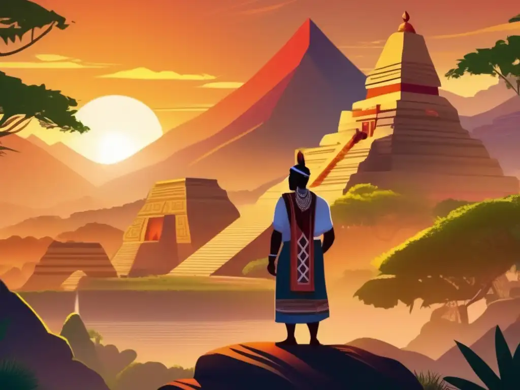 Un líder tribal protege sitios sagrados mientras el sol se pone sobre la tierra ancestral