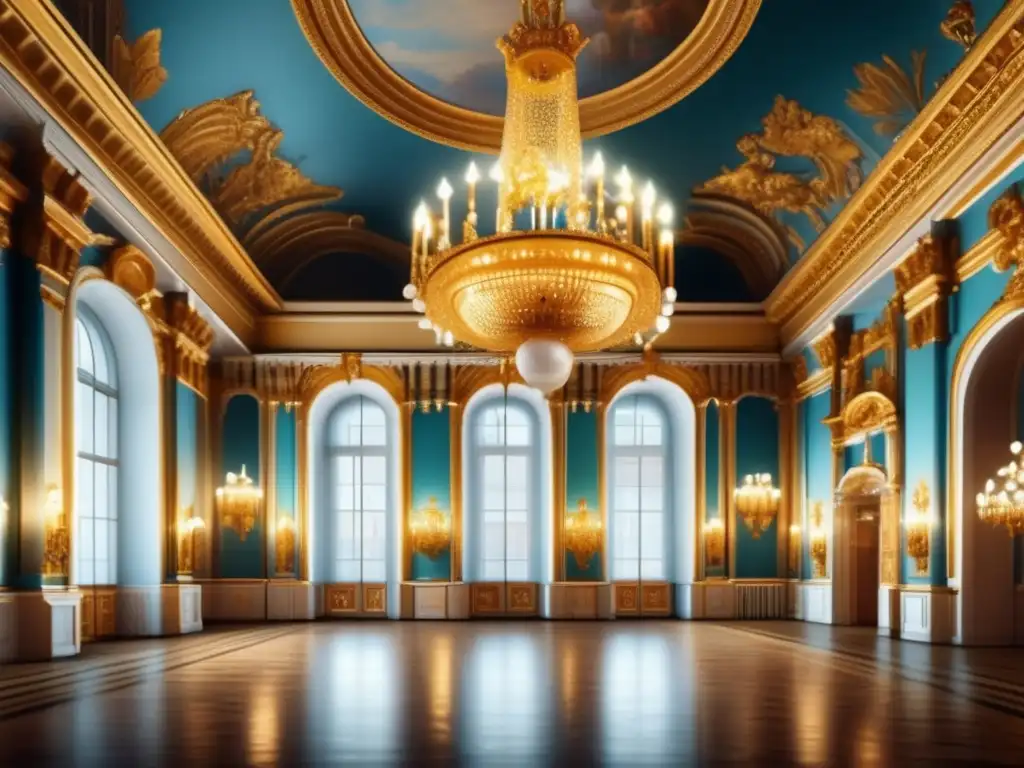 Explora la majestuosidad del Palacio de Invierno en San Petersburgo con esta detallada imagen en 8k Un lujoso interior del Palacio de Invierno en San Petersburgo, con detalles dorados y tronos imperiales, muestra la grandiosidad de la residencia real rusa
