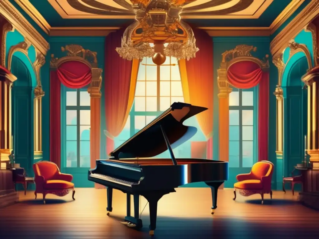 En un lujoso salón barroco, Jean Philippe Rameau compone apasionadamente en su piano