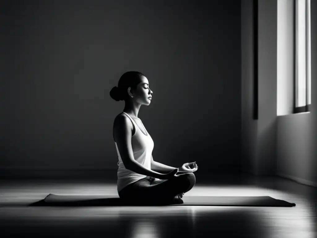 Un maestro en meditación, con los ojos cerrados, envuelto en una atmósfera de paz y tranquilidad