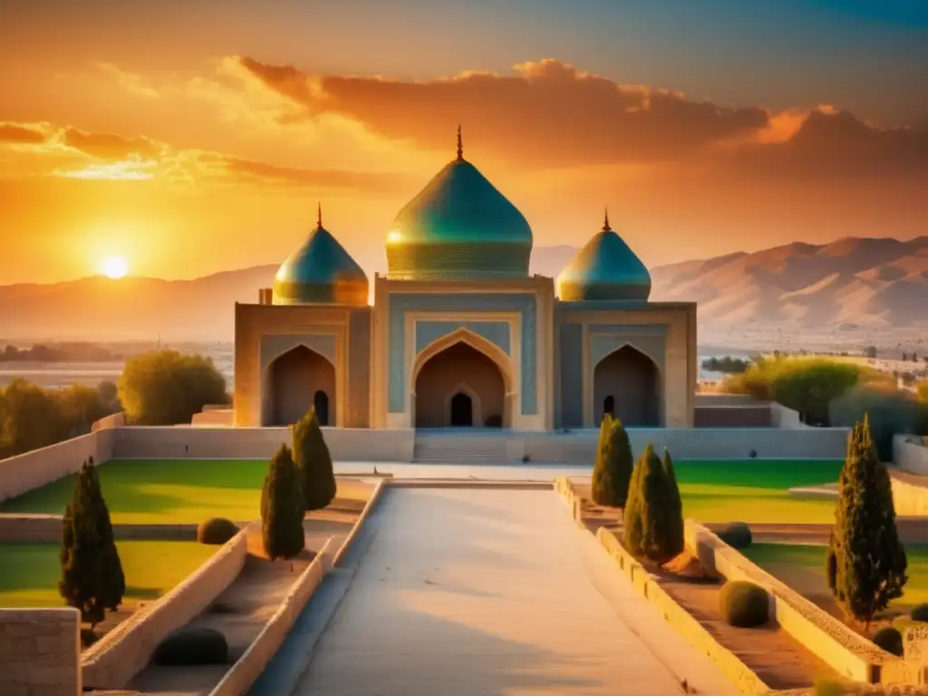 La majestuosidad del legado de Nader Shah en Irán se revela en las ruinas del palacio, iluminadas por un vibrante atardecer