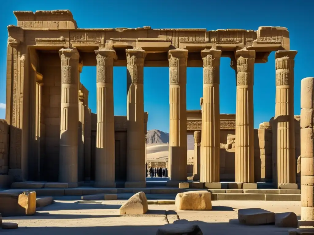 Desde la majestuosidad de las ruinas de Persepolis, la luz del sol resalta los detalles de la Apadana