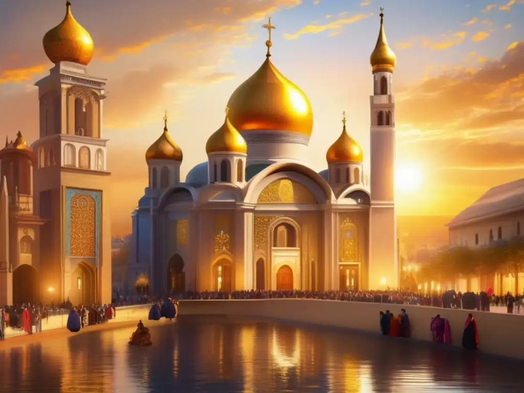 Un majestuoso atardecer ilumina la catedral ortodoxa, reflejando su magnificencia en el río