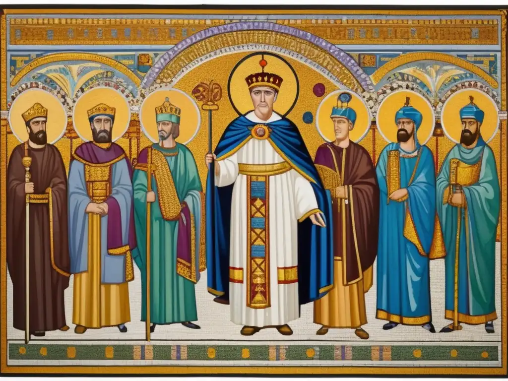 El majestuoso mosaico de Justiniano I emperador bizantino en su palacio