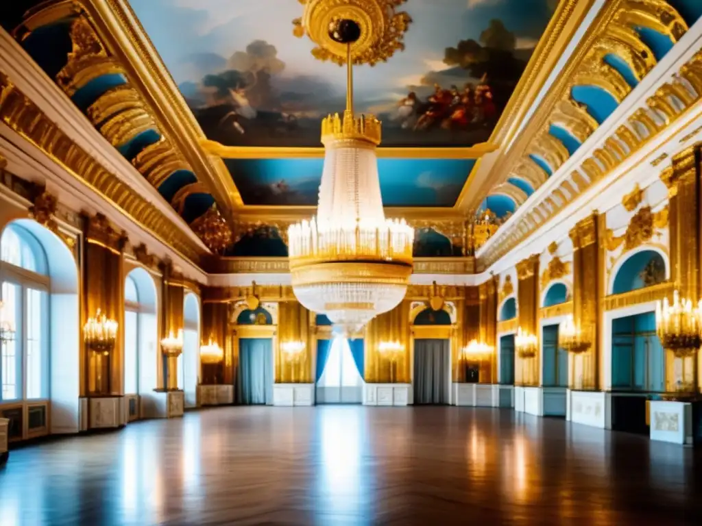 En el majestuoso salón del Palacio de Invierno, nobles y Romanovs disfrutan de la opulencia de la dinastía imperial