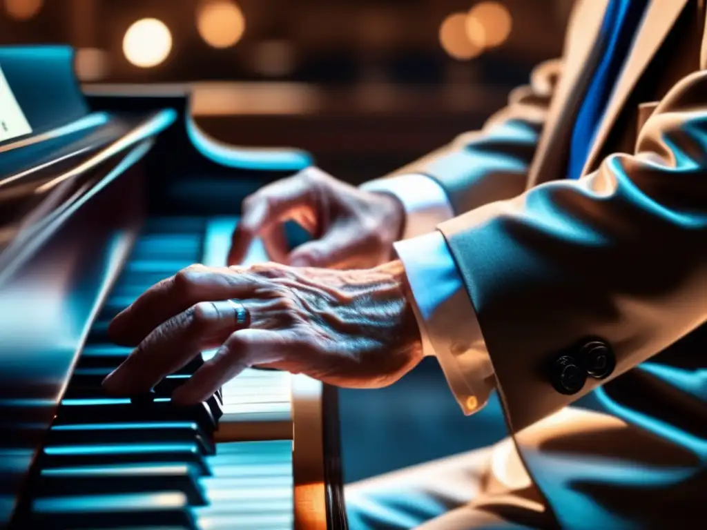 Las manos de Leonard Bernstein danzan sobre el piano, capturando la intensidad y pasión de su música