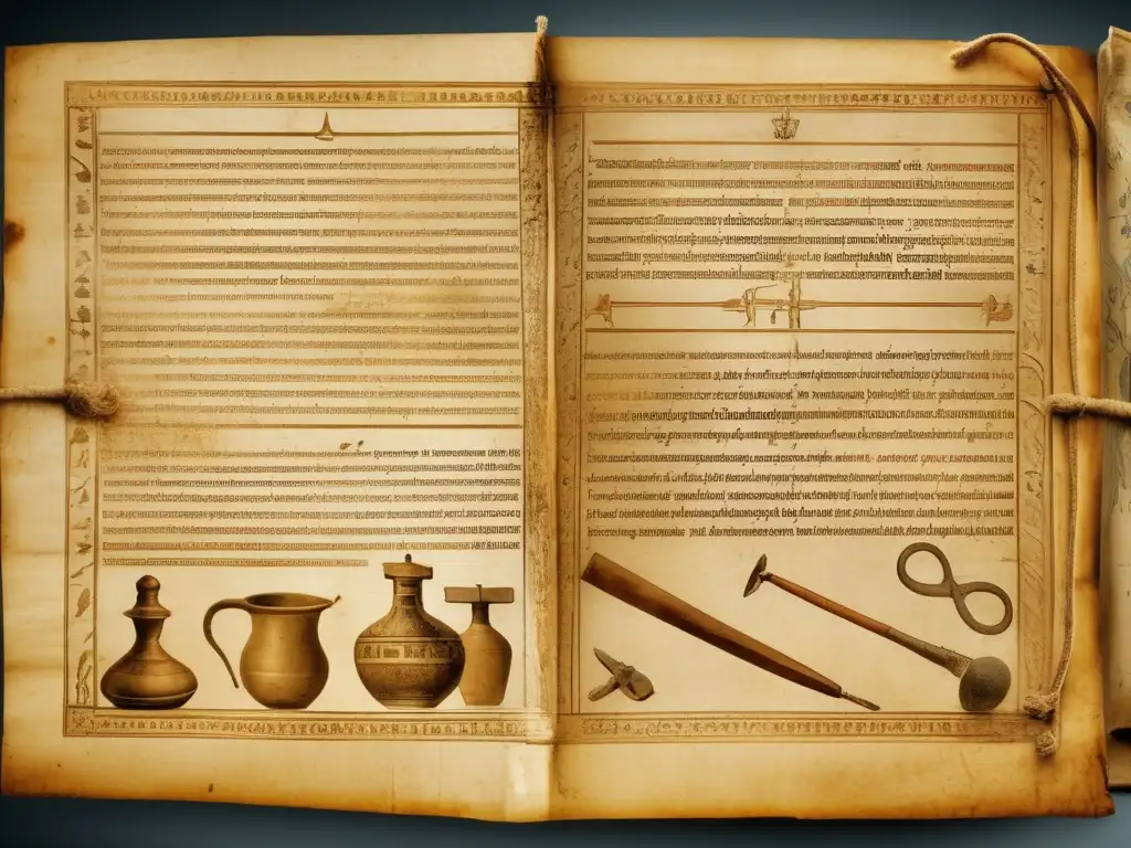Un manuscrito médico griego antiguo con detalladas ilustraciones y texto en griego antiguo