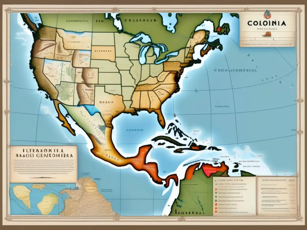 Un mapa colonial detallado en 8k muestra la compleja interacción entre comunidades indígenas y potencias coloniales