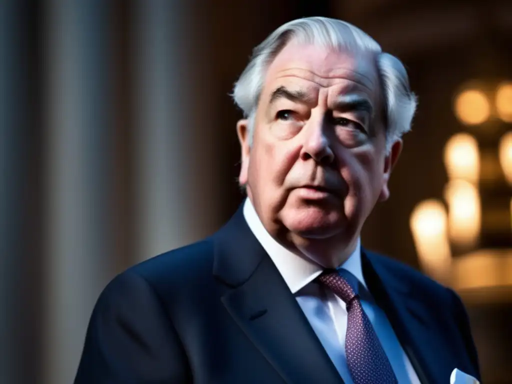 Mervyn King dando un discurso en el Banco de Inglaterra, con expresión seria, traje y corbata