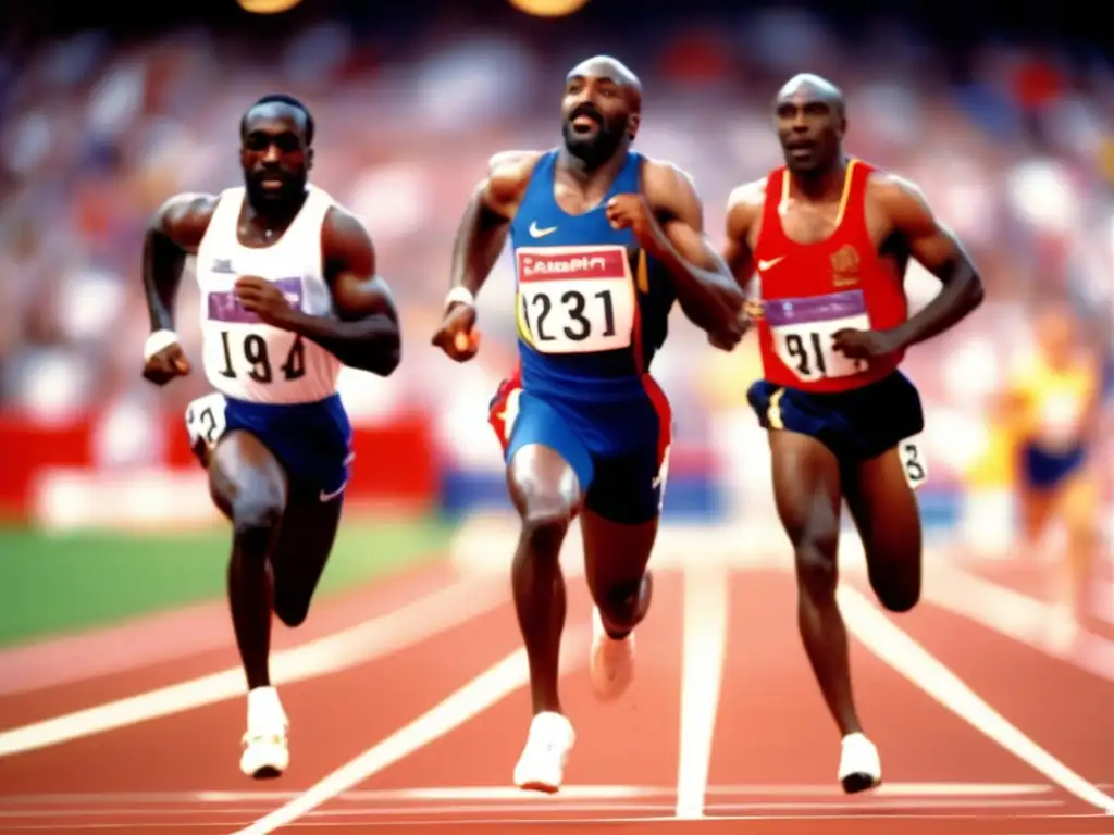 Derek Redmond cruza la meta de la carrera en las Olimpiadas de Barcelona 1992, acompañado por su padre