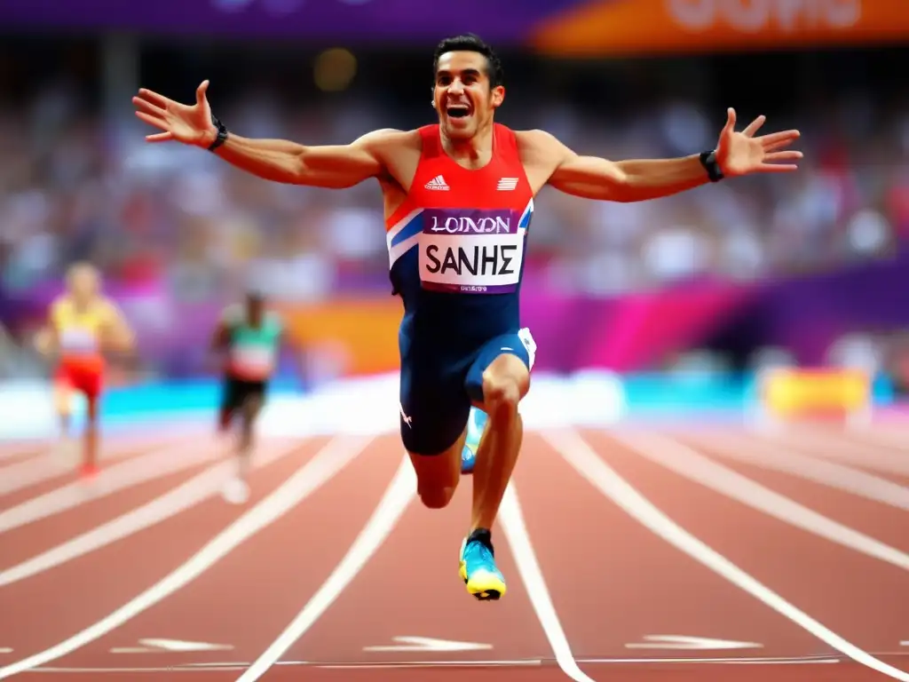 Félix Sánchez cruza la meta en los Juegos Olímpicos de Londres 2012, con determinación y triunfo