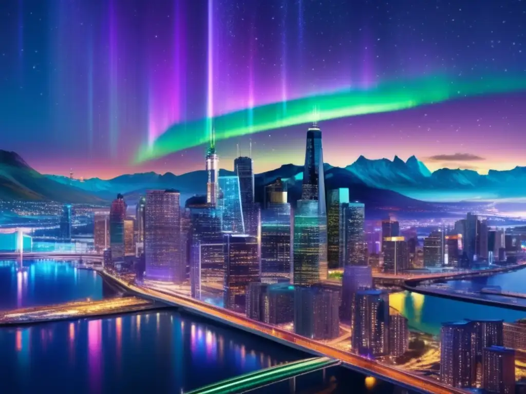 Una metrópolis vibrante, iluminada por luces de colores, conecta Asia con el mundo