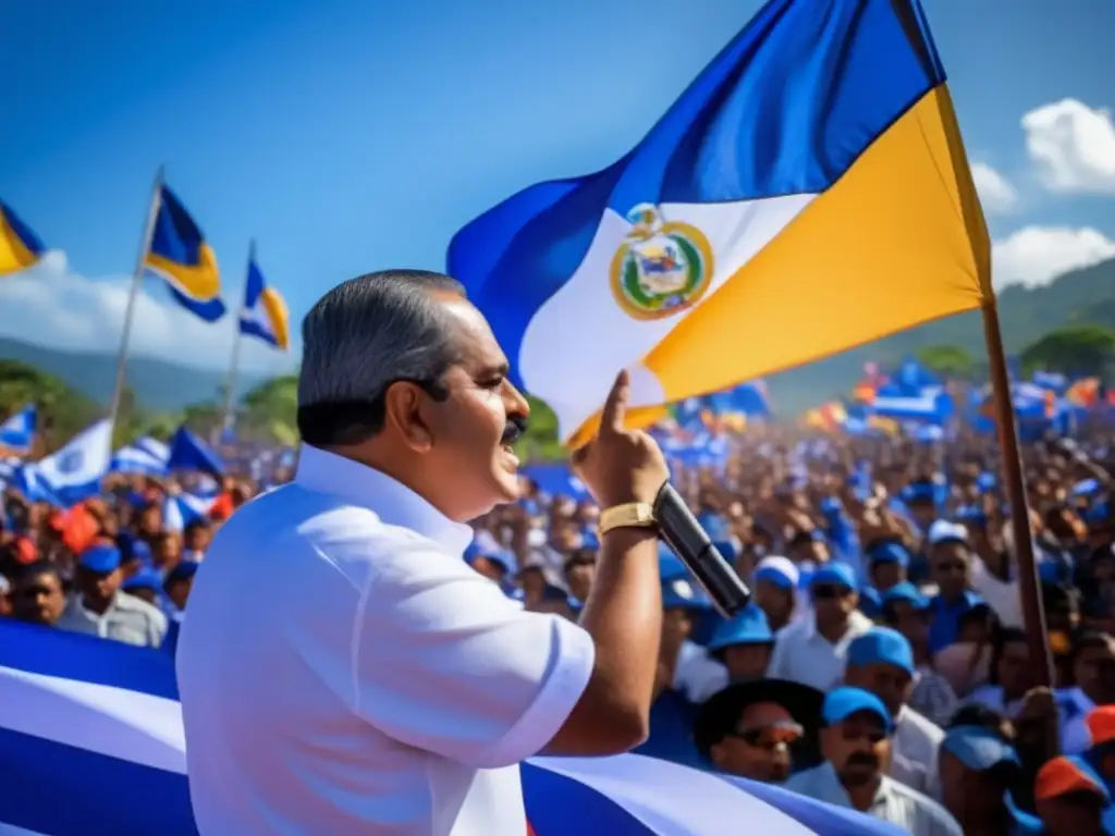 José Napoleón Duarte en un mitin político en El Salvador