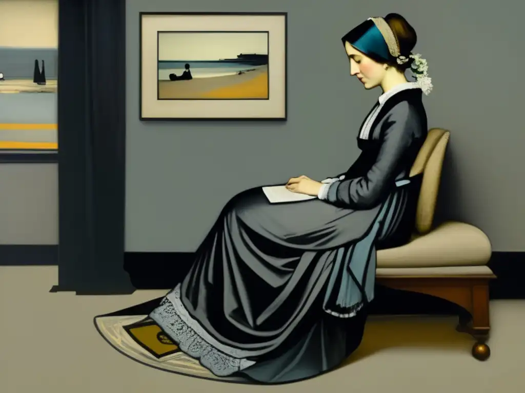 Una representación moderna y detallada de 'La madre de Whistler', destacando la expresión emocional