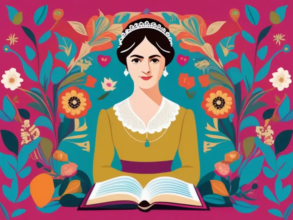 Una representación moderna de Jane Austen, destacando su impacto revolucionario en la novela romántica
