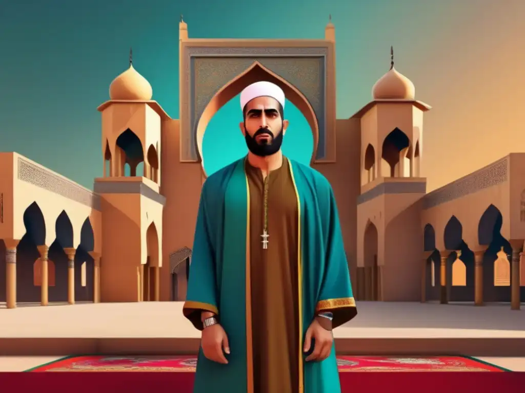 El moderno retrato digital del Martirio de AlHallaj en Islam evoca su espíritu revolucionario con colores vibrantes y detalles intrincados