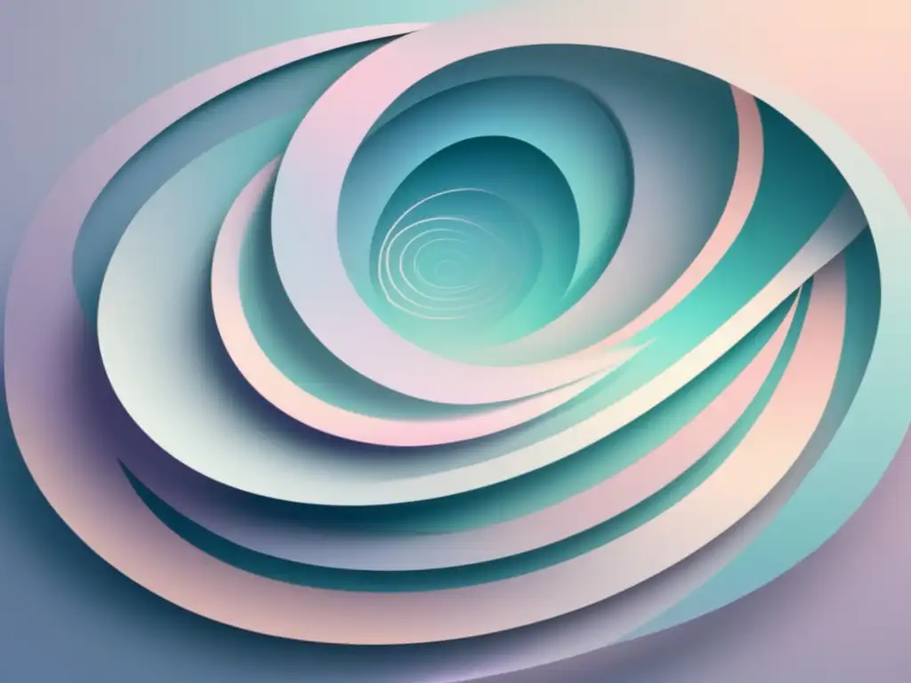 Arte digital: Serenidad y vacío en una paleta de colores pastel Un moderno y sereno arte digital que representa la vacuidad y la interconexión, con patrones intrincados y una paleta de colores suaves