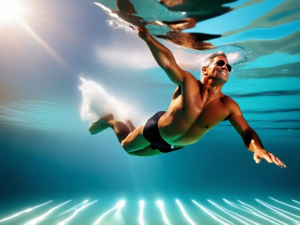 Un momento impresionante: Greg Louganis se zambulle con gracia en una piscina cristalina