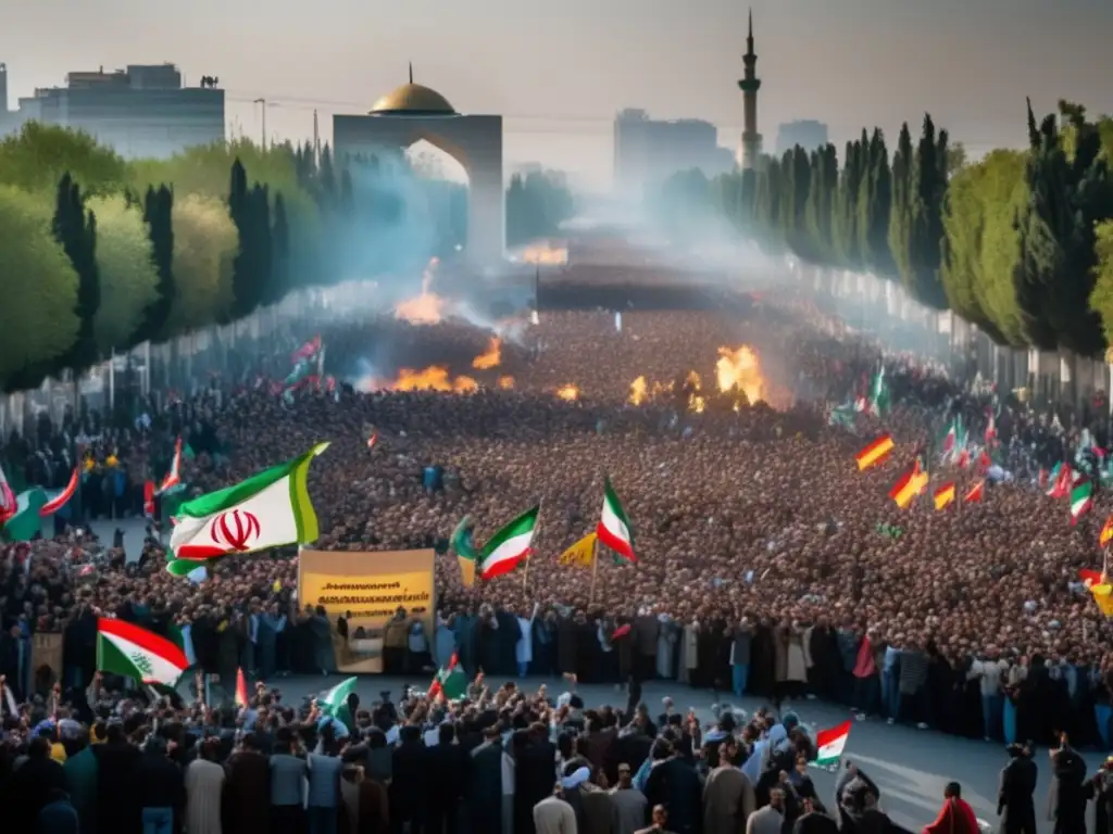 Una multitud de manifestantes llena las calles de Teherán, mostrando determinación y enojo