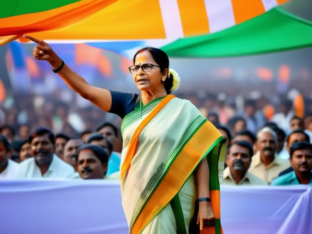 Mamata Banerjee lidera una multitudinaria concentración política en Bengal, irradiando energía y determinación