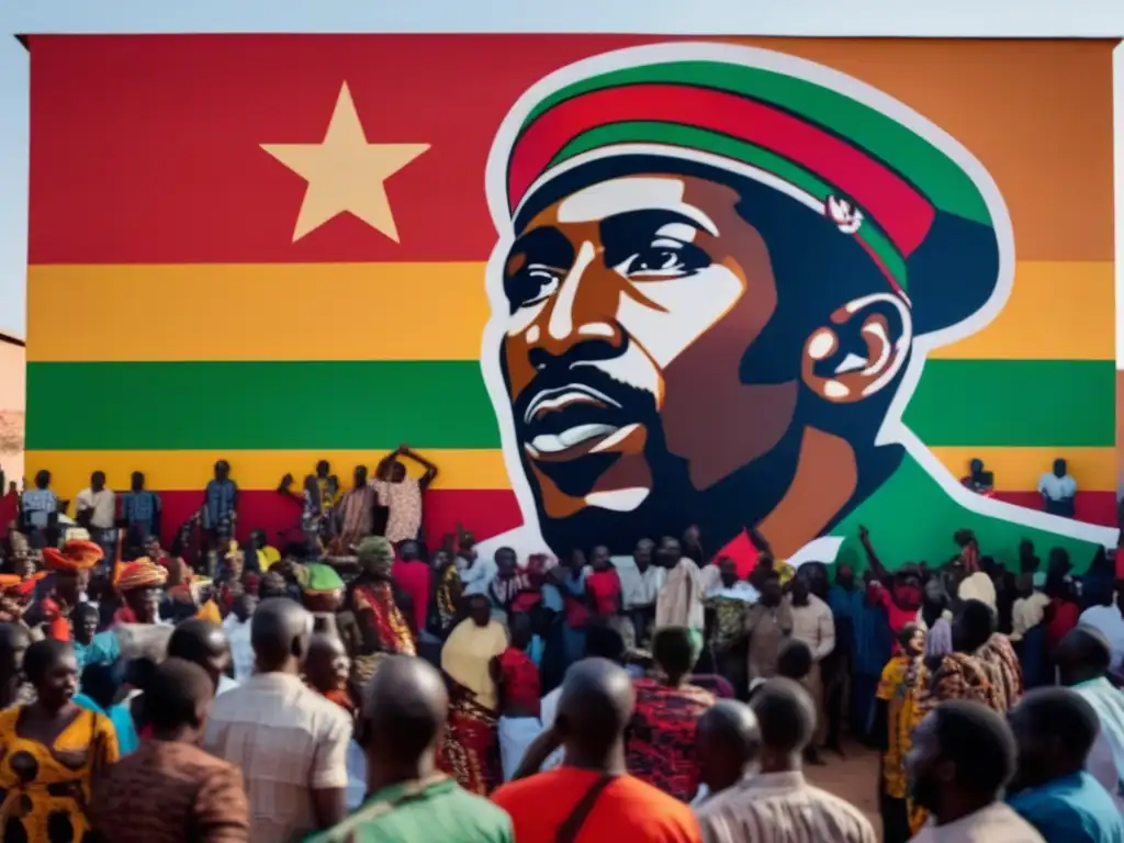 Un mural de Thomas Sankara en Burkina Faso, liderando una apasionada revolución