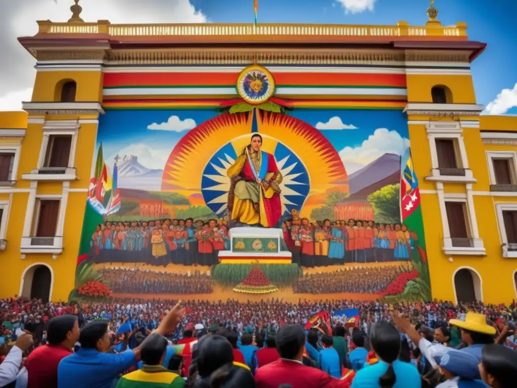 El mural captura el fervor del Gobierno de René Barrientos en Bolivia, con colores vibrantes y detalles intricados que reflejan su liderazgo y energía