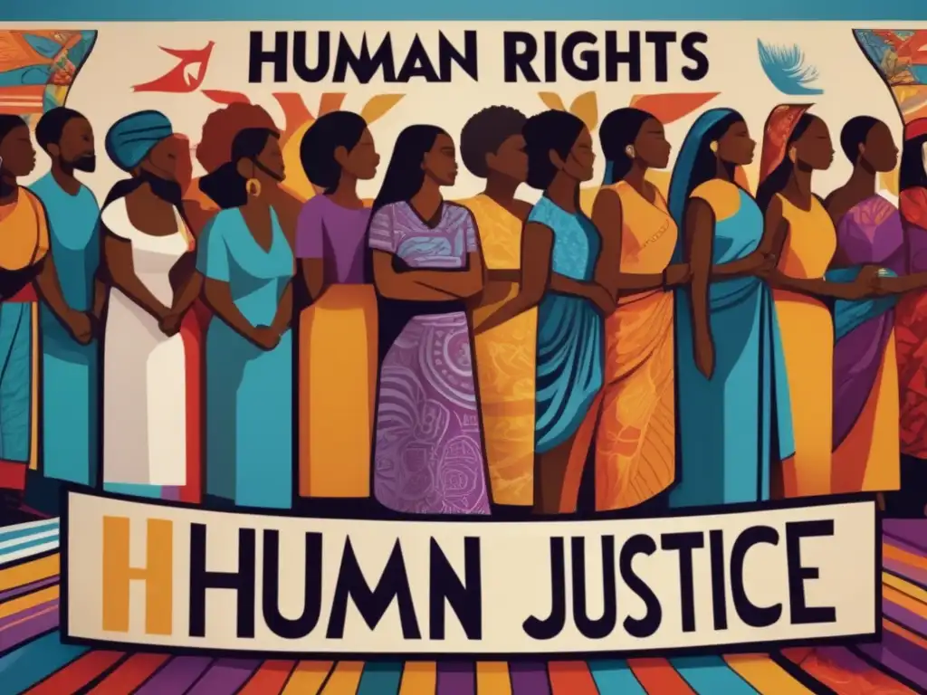 Un mural vibrante muestra diversidad y solidaridad, con personas de todo el mundo unidas por los derechos humanos