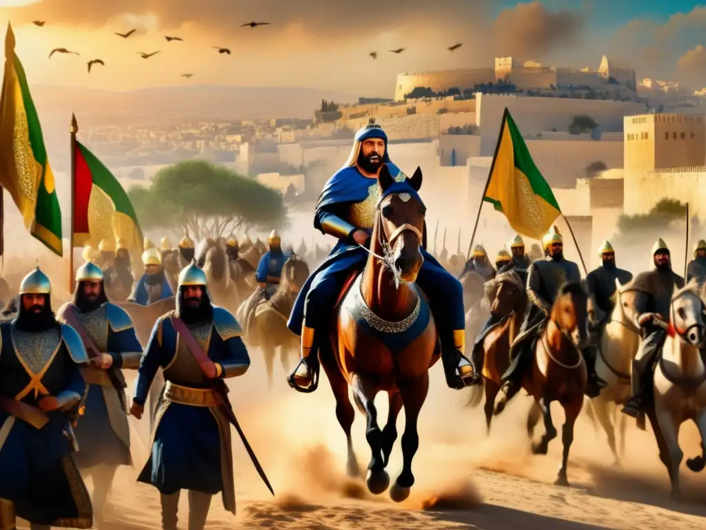 Saladino, líder musulmán, reconquista Jerusalén en impresionante pintura digital