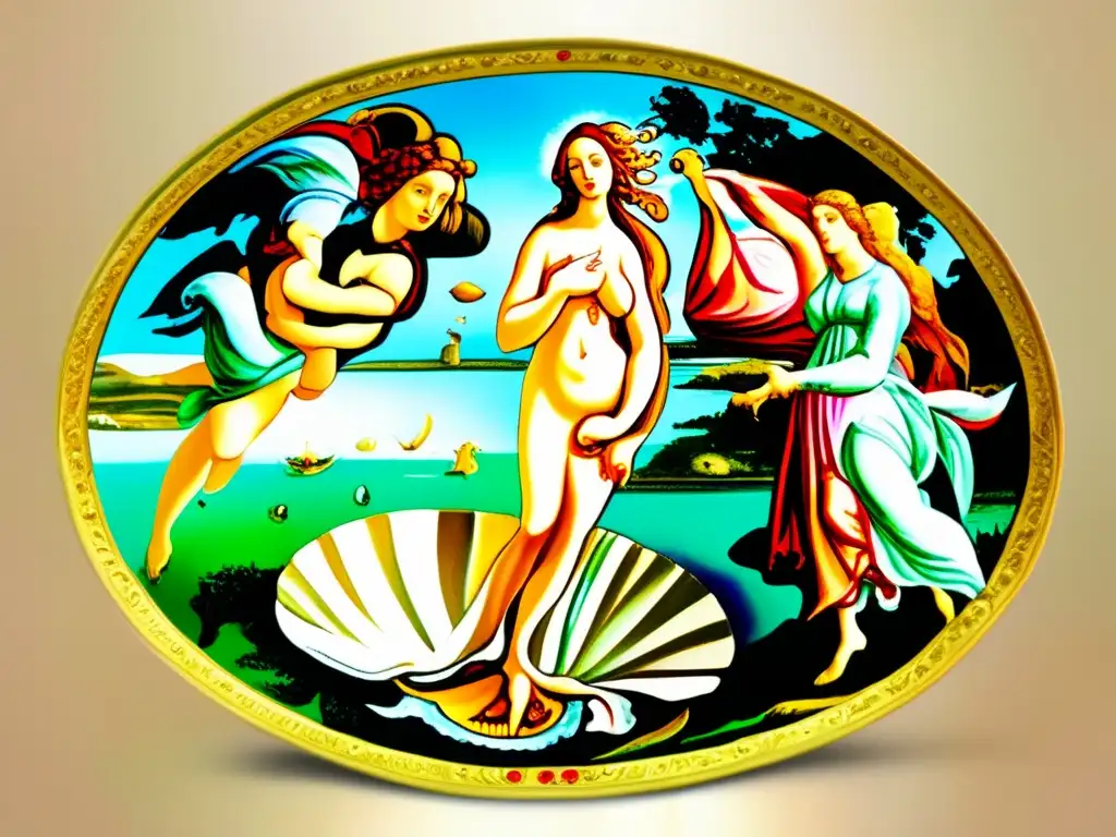 Botticelli's 'El nacimiento de Venus' muestra la influencia del Renacimiento Florentino en la pintura con su belleza etérea y colores vibrantes