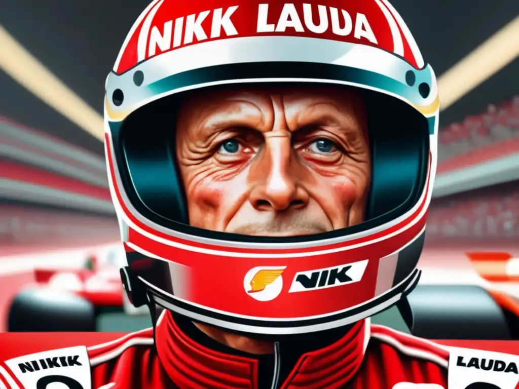 Niki Lauda en su automóvil de Fórmula 1 muestra superación y determinación