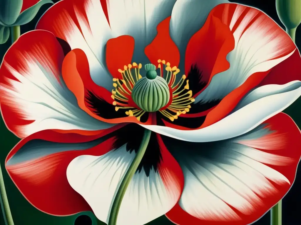 Una obra maestra de Georgia O'Keeffe: 'Amapola Roja' en alta resolución, detallando la maestría de la artista