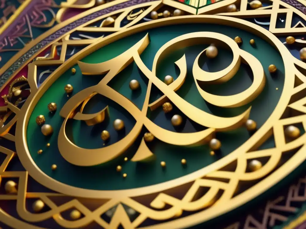 Una obra de poesía árabe clásica de AlMutanabbi cobra vida en una exquisita caligrafía moderna con colores vibrantes y detalles en oro