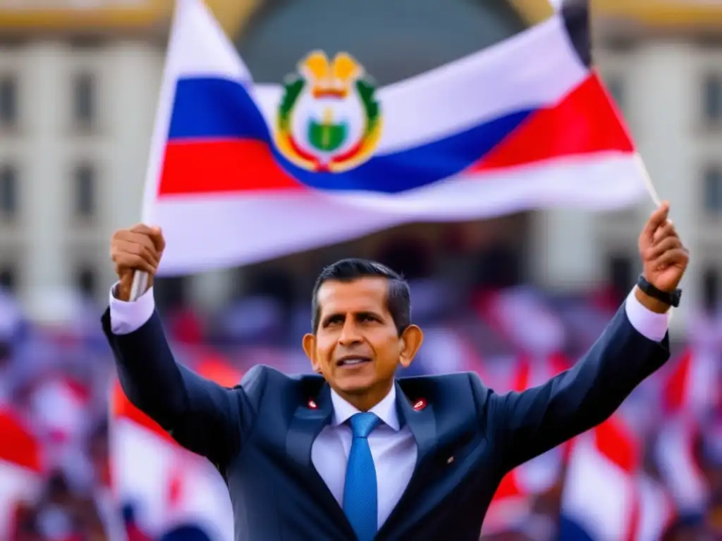 Ollanta Humala presidente Perú biografía - Fotografía de alta resolución de Ollanta Humala frente al palacio presidencial en Perú