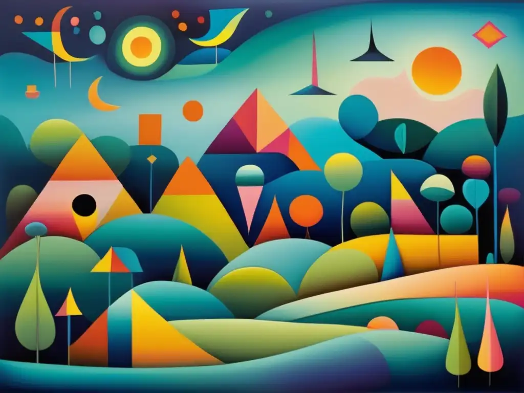 Un paisaje onírico y vibrante, con influencia de Paul Klee en el Expresionismo Surrealista
