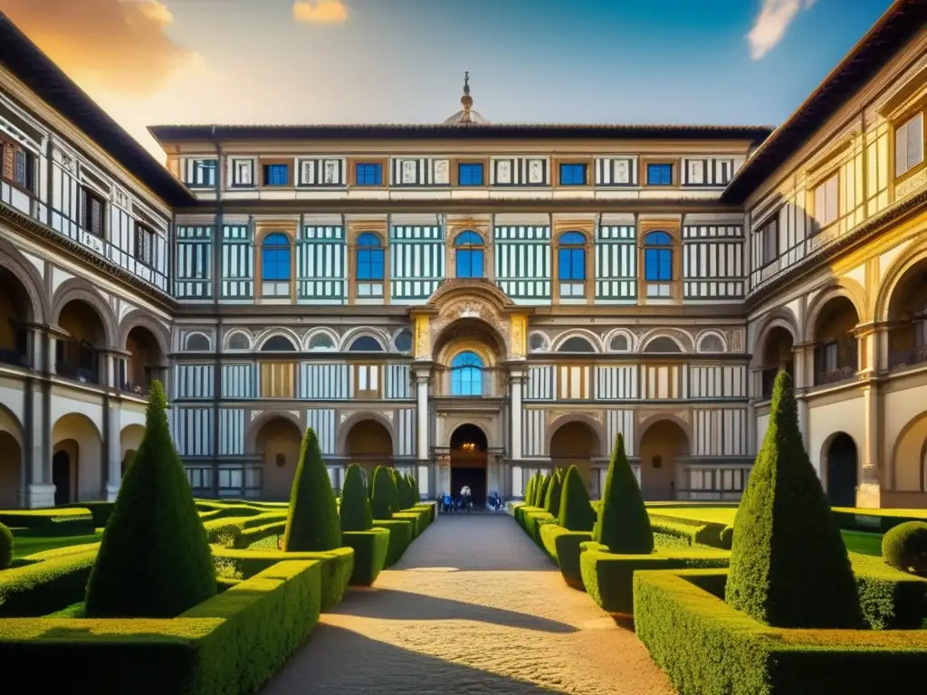 El palacio renacentista de los Medici en Florencia, Italia, bañado por la cálida luz del sol