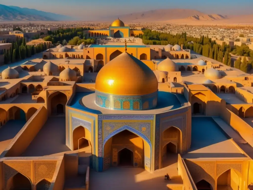 Una panorámica 8k de la antigua ciudad de Isfahán, Irán, resaltando sus intrincados azulejos y arquitectura abovedada
