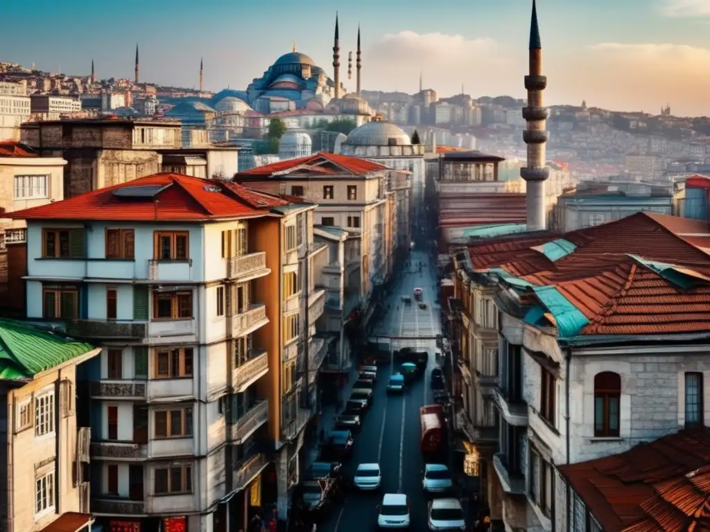 Una panorámica de las bulliciosas calles de Estambul, con rascacielos modernos dominando la arquitectura histórica