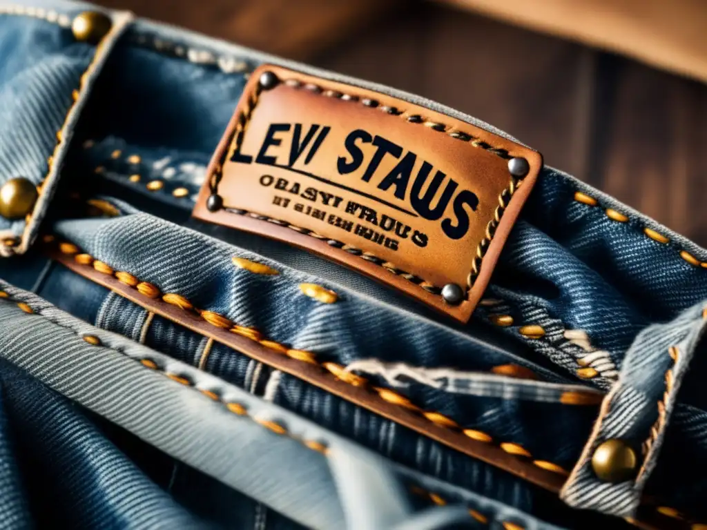 Un par de Levi Strauss jeans innovador, con detalles de costura, lavado desgastado y parche de cuero icónico