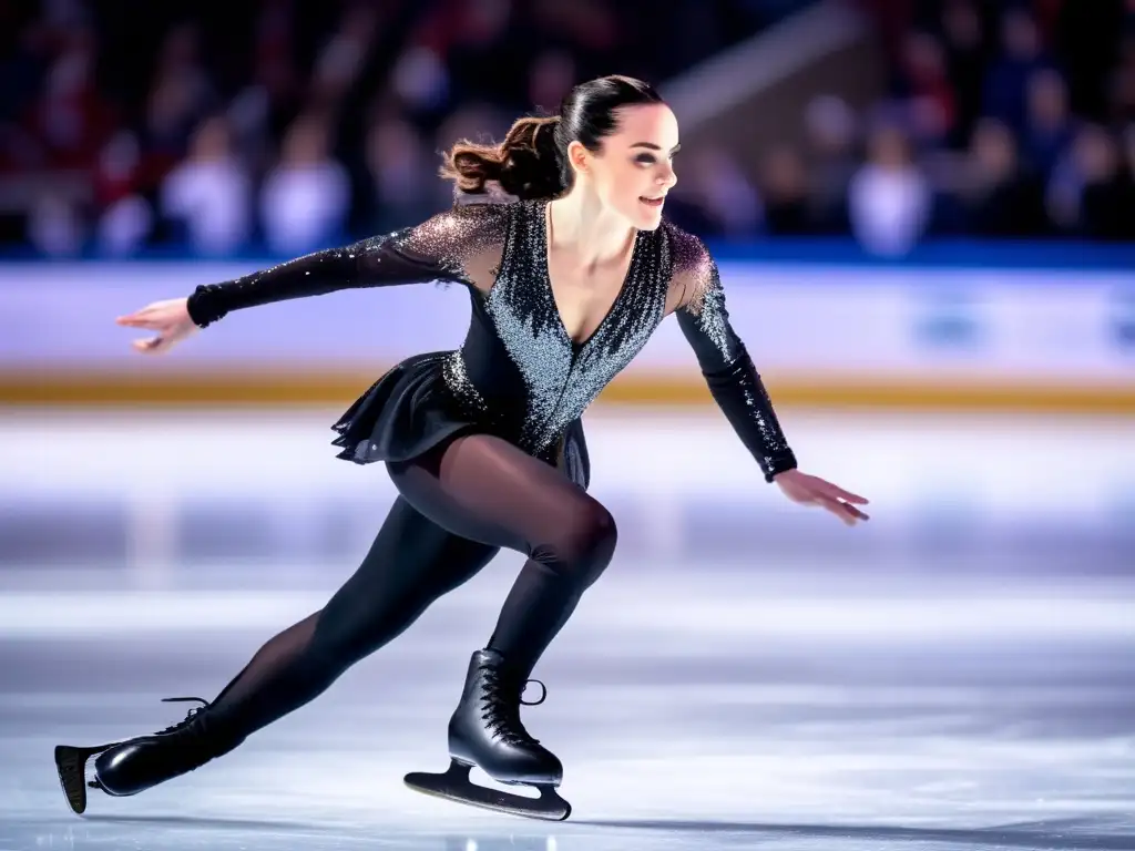 Tessa Virtue patinaje: closeup, expresión serena y elegancia en el hielo