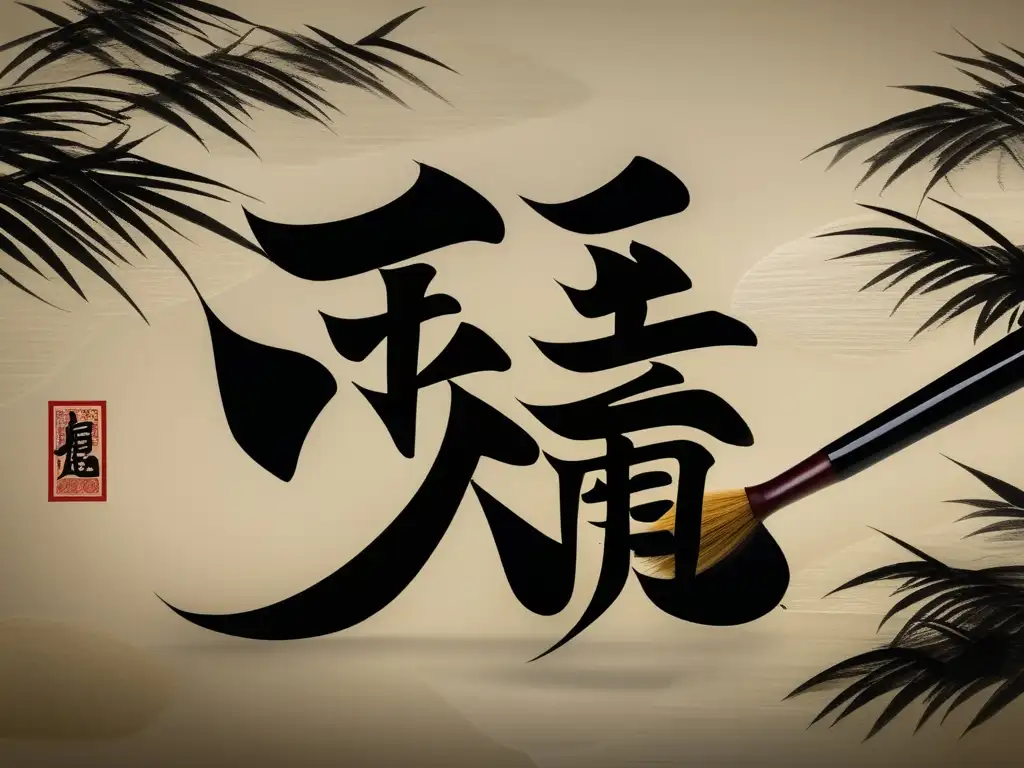 Un pincel chino deslizándose sobre papel de arroz, plasmando el legado de la filosofía oriental de Confucio con elegante precisión y serenidad
