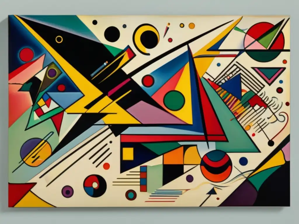 Una pintura abstracta de Wassily Kandinsky, 'Composición VII', con formas geométricas, colores vibrantes y patrones intrincados