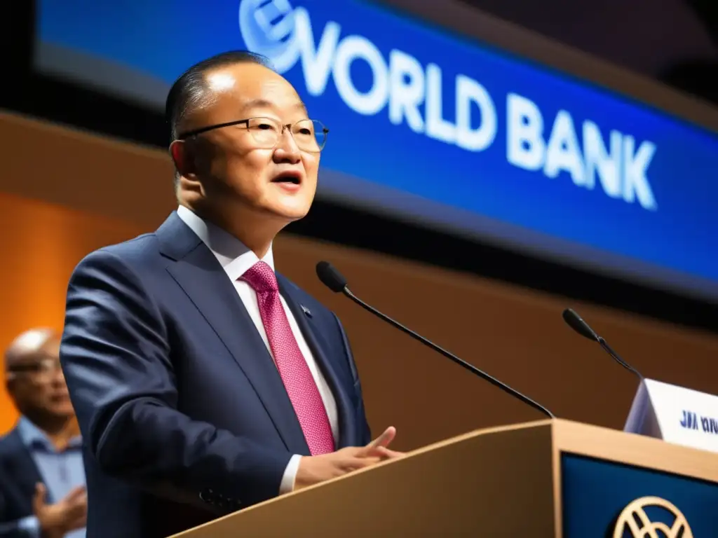 Jim Yong Kim ofrece una poderosa visión en el Banco Mundial, con líderes mundiales, economistas y activistas atentos a su discurso