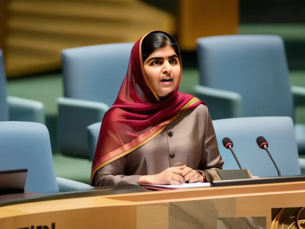 Malala Yousafzai ofrece un poderoso discurso en la ONU, rodeada de un público diverso y comprometido