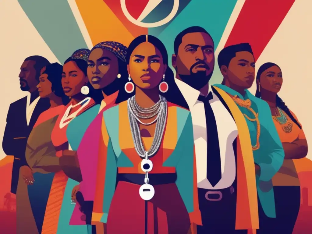 Un poderoso mural digital que representa figuras clave en la resistencia al colonialismo, unidas en determinación y fuerza