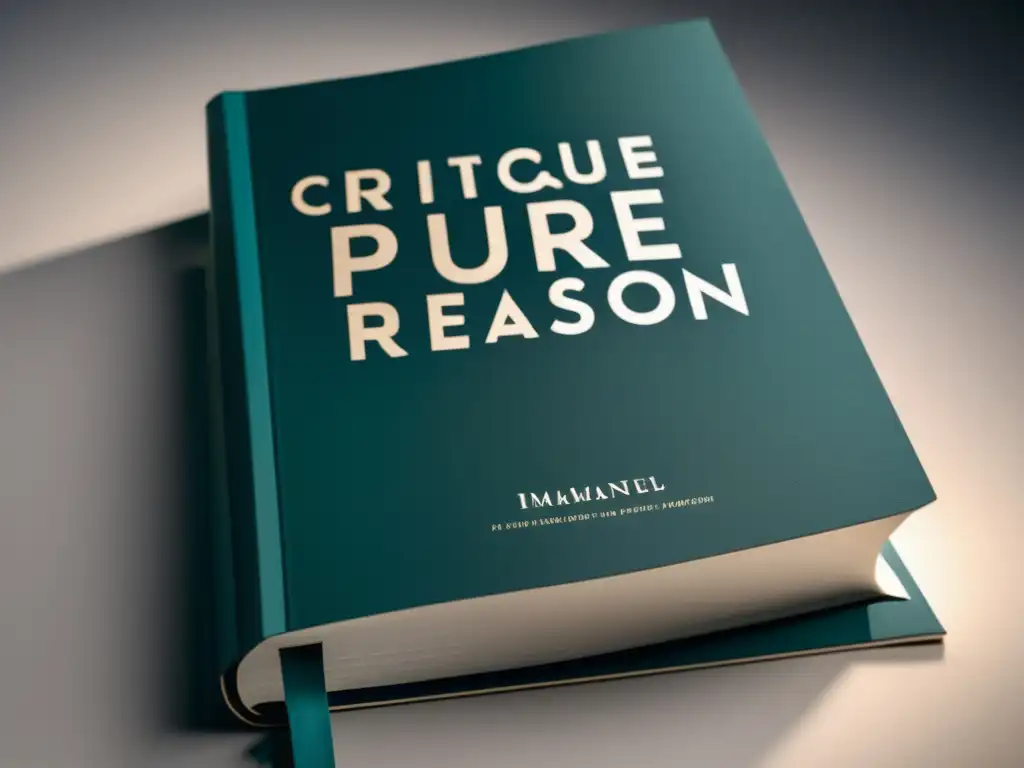 La portada del libro 'Crítica de la Razón Pura' de Immanuel Kant en 8k, con detalles ultradetallados y diseño minimalista