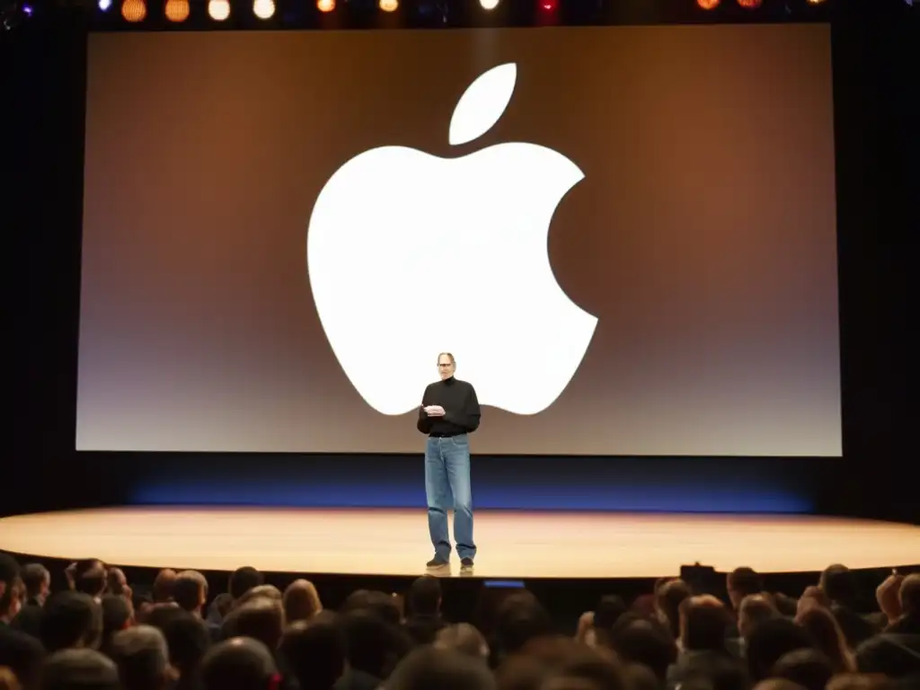 Steve Jobs presenta el primer iPhone ante una audiencia cautivada, reflejando su legado e influencia en la revolución digital