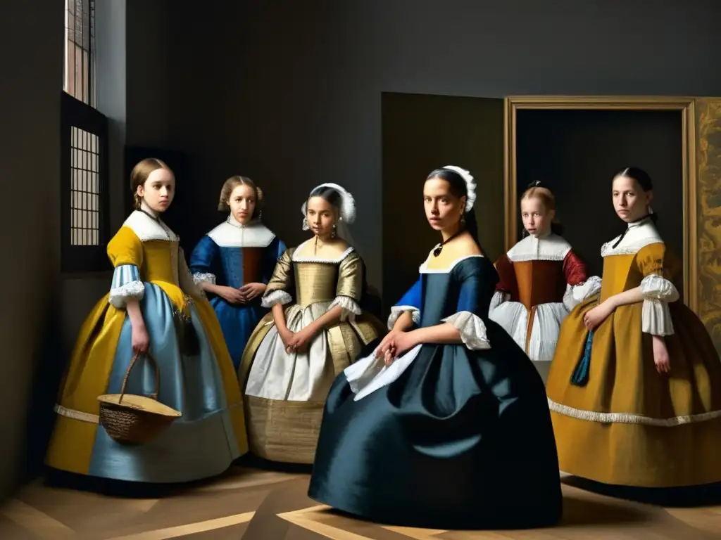 Un primer plano detallado y de alta resolución de 'Las Meninas' de Velázquez retratos corte español