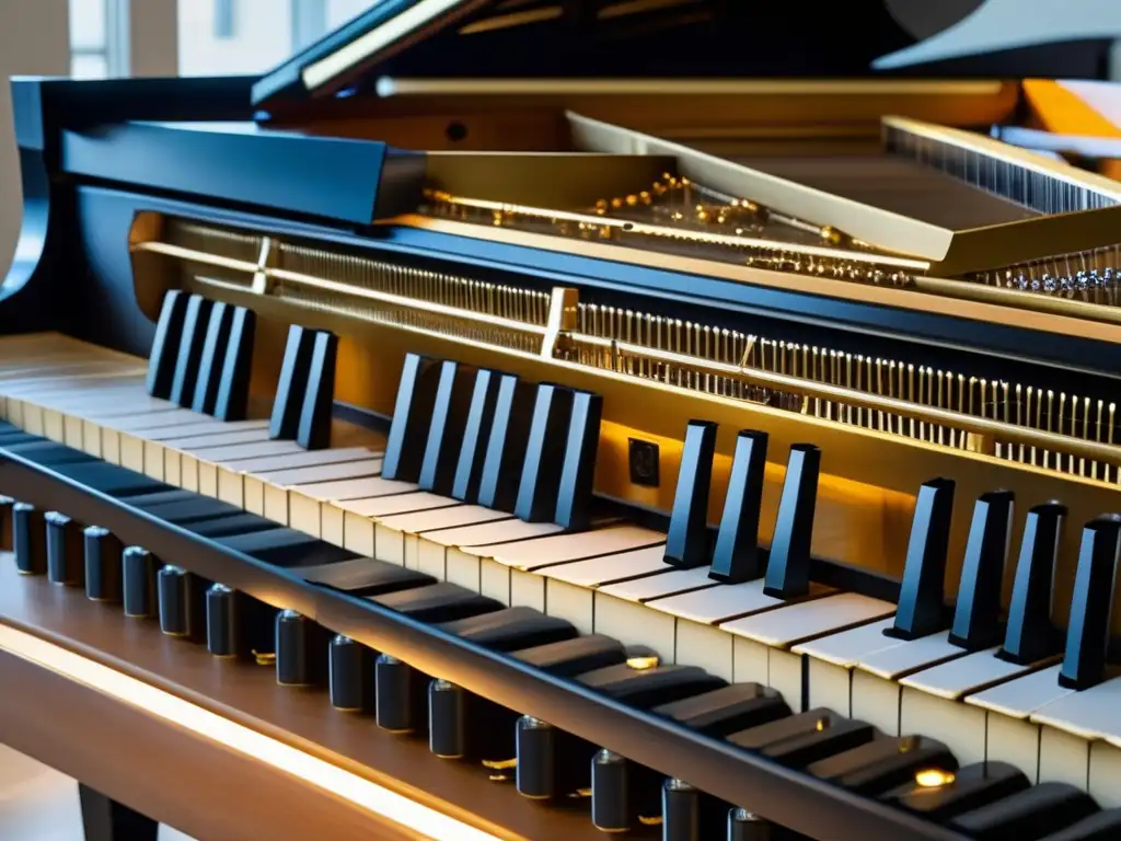 Un primer plano detallado del 'piano preparado' icónico de John Cage, desafiando la tradición musical con su innovador enfoque
